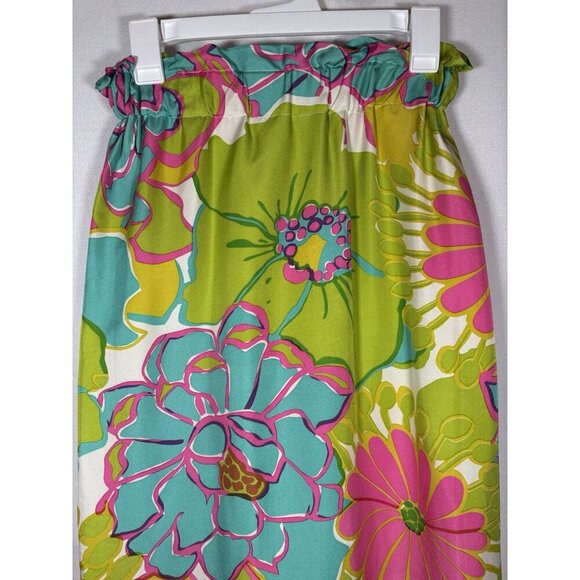 LAROQUE Floral Colorful Summer Maxi Skirt Bright Elastic Waist Preppy Small - Picture 5 of 9